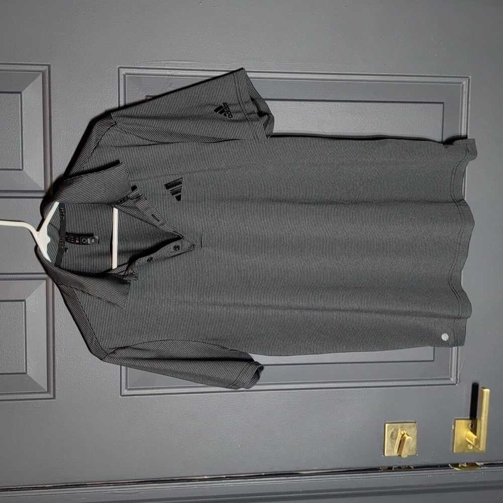 Adidas Black Stripe Men's Polo Shirt Medium